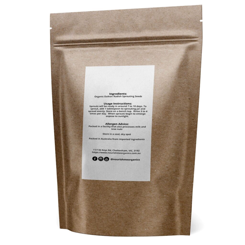 Nourishme_200mmX120mm_100g_OrganicDaikonRadishSproutingSeeds_Back